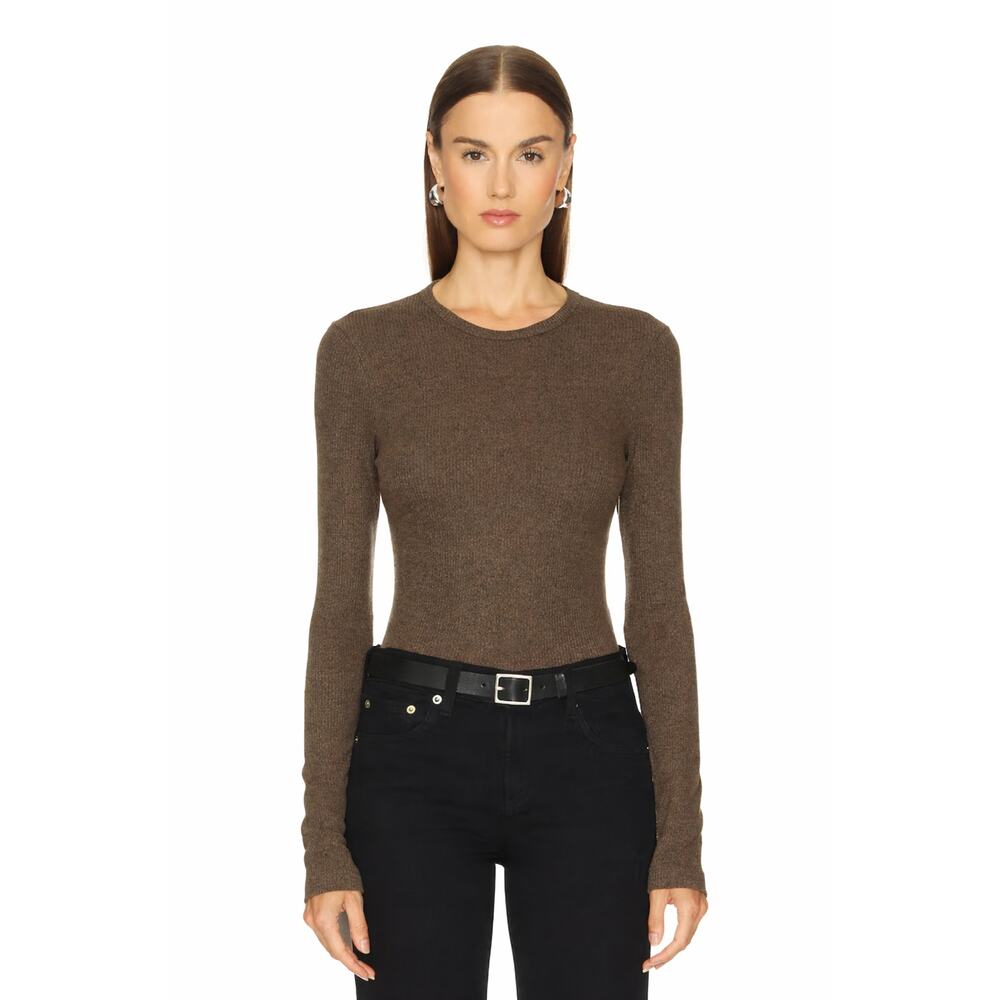 AGOLDE Delphi Slim Longsleeve Ribbed T-shirt Brown Medium Quiet Luxary